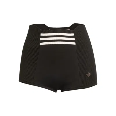 Adidas Originals Ribbed Short Shorts In Black