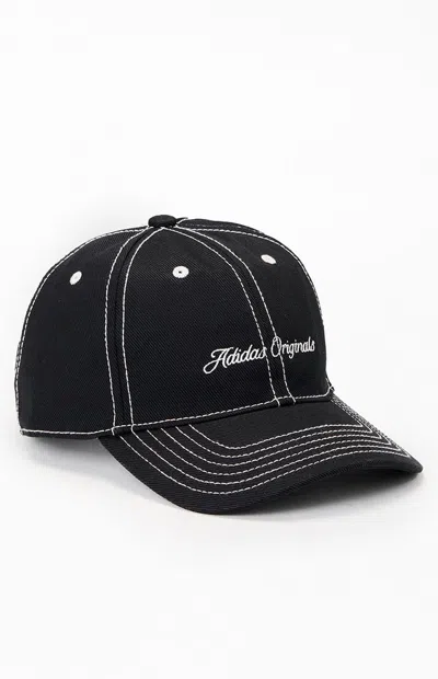 Adidas Originals Black Signature Strapback Dad Hat In Orange
