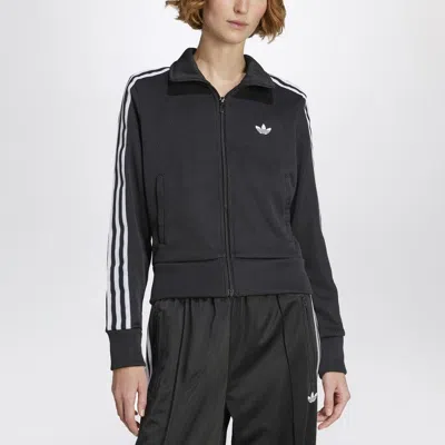ADIDAS ORIGINALS ADIDAS ORIGINALS BLACK ZIP-UP SWEATSHIRT WITH WHITE STRIPES