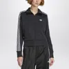 Adidas Originals Black Zip-up Sweatshirt With White Stripes In Black