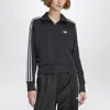 Adidas Originals Black Zip-up Sweatshirt With White Stripes In Black