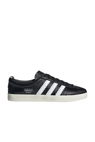 Adidas Originals Blanc Croc-effect Glossed-leather Sneakers In Black