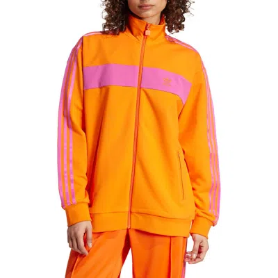 Adidas Originals Blocked Track Jacket In Orange/semi Lucid Fuchsia