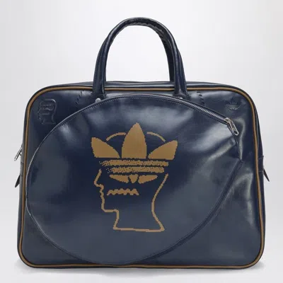 Adidas Originals Blue Leather Travel Bag With Logo