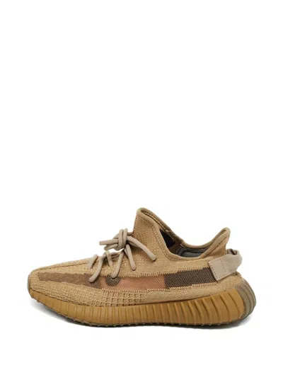 Pre-owned Adidas Originals Boost 350 V2 Knit Lace-up Sneakers In Brown