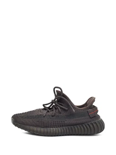 Pre-owned Adidas Originals Boost 350 V2 Knitted Low-top Sneakers In Black