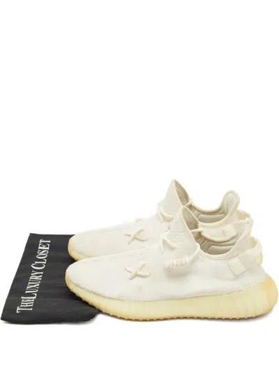 Pre-owned Adidas Originals Boost 350 V2 Knitted Ribbed-sole Sneaker In Neutral