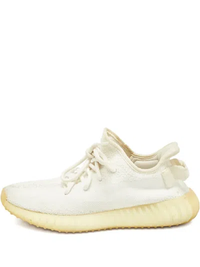 Pre-owned Adidas Originals Boost 350 V2 Knitted Sneakers In White