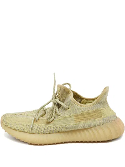 Pre-owned Adidas Originals Boost 350 V2 Knitted Sneakers In Yellow