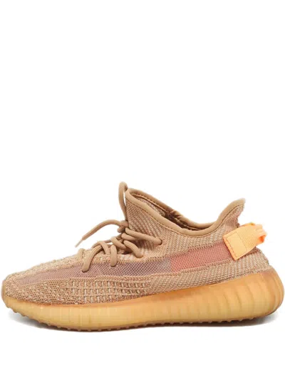 Pre-owned Adidas Originals Boost 350 V2 Knitted Sneakers In Orange