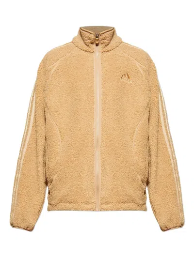 Adidas Originals Borg Fleece Teamgeist Zip-up Sweatshirt In Neutral