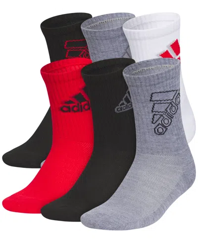 Adidas Originals Babies' Boys 2-5 Cushioned Mixed 2.0 Crew Socks, 6-pack In Multi