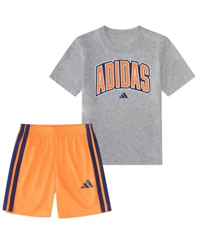 Adidas Originals Kids' Boys' 2t-7 Graphic Short-sleeve T-shirt And Three-stripe Shorts, 2-piece Set In Multi