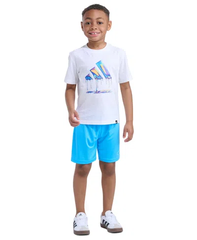 Adidas Originals Kids' Boys' 2t-7 Essential Graphic T-shirt And Shorts, 2-piece Set In White