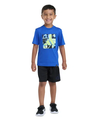 Adidas Originals Kids' Boys' 2t-7 Essential Graphic T-shirt And Shorts, 2-piece Set In Blue