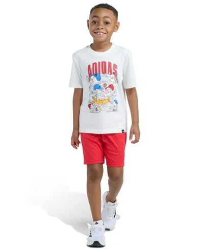 Adidas Originals Kids' Boys' 2t-7 Essential Graphic T-shirt And Shorts, 2-piece Set In Red