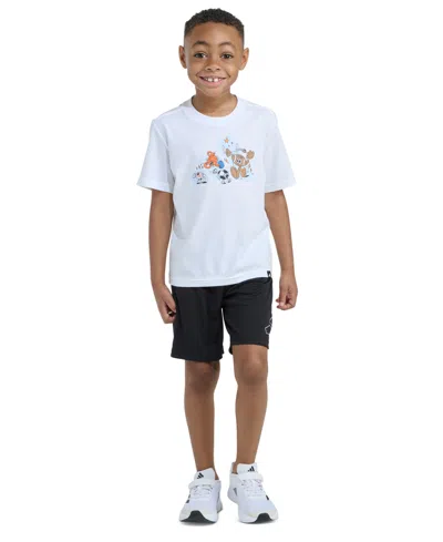 Adidas Originals Kids' Boys' 2t-7 Essential Graphic T-shirt And Shorts, 2-piece Set In White