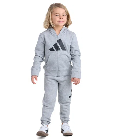Adidas Originals Kids' Boys' 2t-7 Full-zip Jacket And Jogger, 2-piece Set In Gray