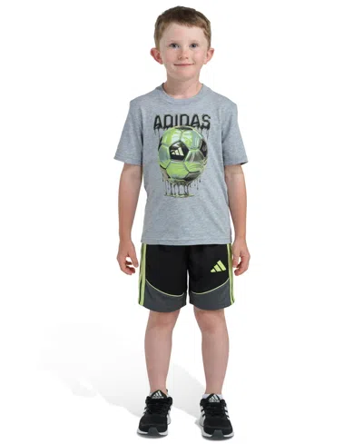 Adidas Originals Kids' Boys' 2t-7 Graphic T-shirt And Color Block Shorts, 2-piece Set In Gray