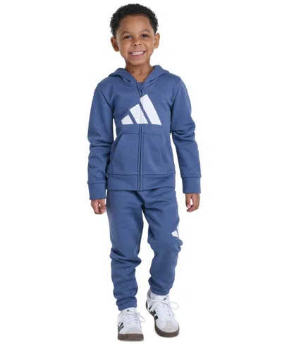 Adidas Originals Kids' Boys' 2t-7 Long-sleeve Full-zip Jacket And Pants, 2-piece Set In Black