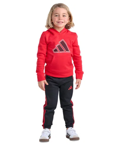 Adidas Originals Kids' Boys' 2t-7 Long-sleeve Graphic Sweatshirt And Jogger, 2-piece Set In Red