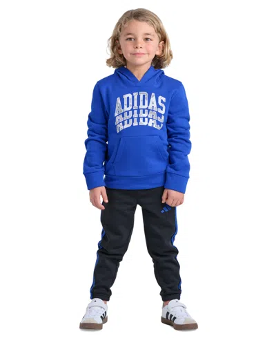 Adidas Originals Kids' Boys' 2t-7 Long-sleeve Graphic Sweatshirt And Jogger, 2-piece Set In Blue