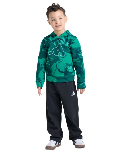 Adidas Originals Kids' Boys' 2t-7 Long-sleeve Hoodie And Pants, 2-piece Set In Green