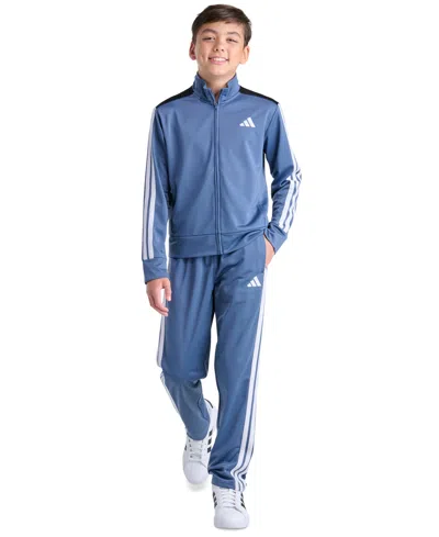 Adidas Originals Kids' Boys' 4-20 Full-zip Mock-neck Straight-leg Jacket And Pants, 2-piece Set In Blue