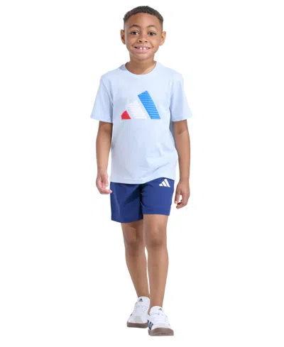 Adidas Originals Kids' Boys' 8-20 Short-sleeve Graphic T-shirt And Shorts, 2-piece Set In Blue