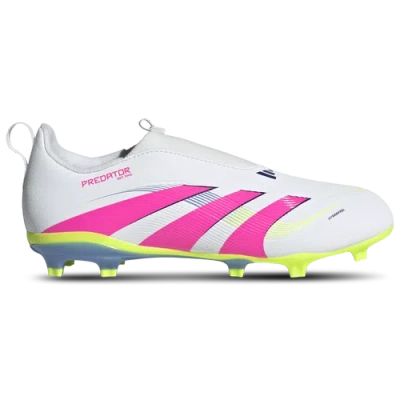 Adidas Originals Kids' Boys Adidas Adidas Predator League Laceless Fg/mg In White/lucid Lemon/lucid Pink
