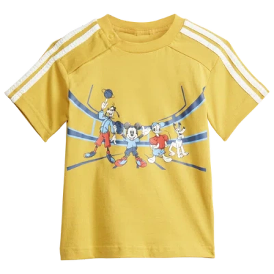 Adidas Originals Kids' Boys Adidas Disney Mickey Mouse T-shirt In Preloved Yellow/multicolor/off White