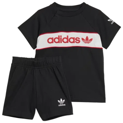 Adidas Originals Kids' Boys   Ny T-shirt & Shorts Set In Black/white/red