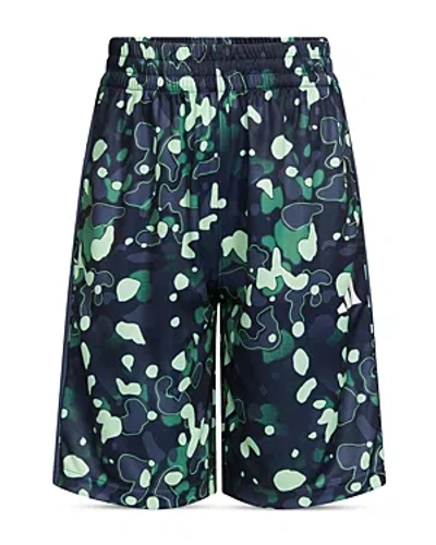 Adidas Originals Boys' Elastic Waist Printed Pebble Camo Shorts - Big Kid In Navy/green