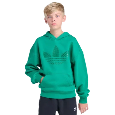 Adidas Originals Kids' Boys Adidas Adidas Gel Trefoil Hoodie In Green