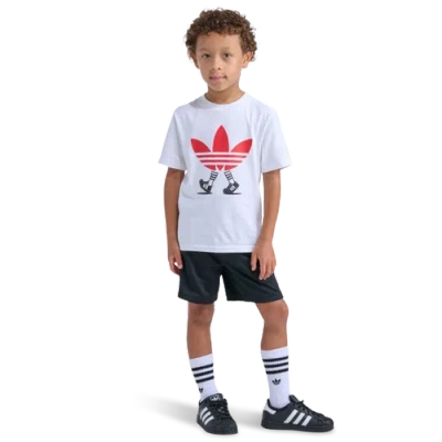Adidas Originals Kids' Boys Preschool Adidas Adidas Gfx Tee Firebird Short Set In White