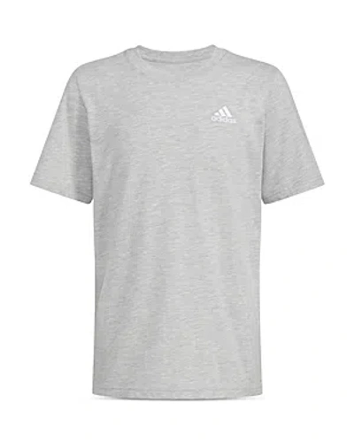 Adidas Originals Boys' Short Sleeve Essential Embroidered Logo Heather Tee - Big Kid In Grey Heather