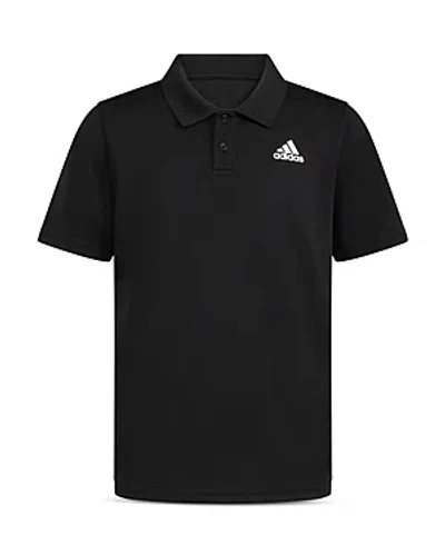 Adidas Originals Kids' Big Boys Short Sleeve 3-stripe Polyester Mesh Polo In Black