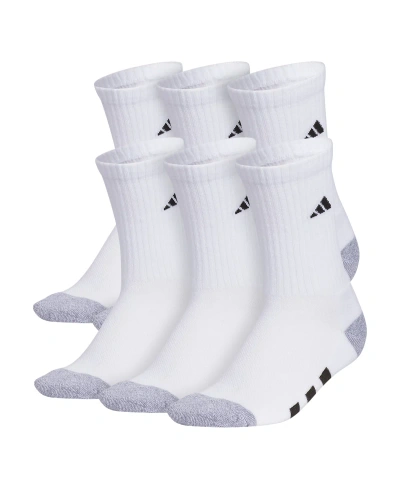 Adidas Originals Kids' Boys Youth Athletic Cushioned Crew Socks, Pack Of 6 In White