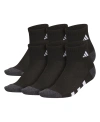 Adidas Originals Boys Youth Athletic Cushioned Quarter Socks, Pack Of 6 In Black