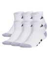 Adidas Originals Boys Youth Athletic Cushioned Quarter Socks, Pack Of 6 In White