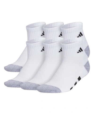 Adidas Originals Kids' Boys Youth Athletic Cushioned Quarter Socks, Pack Of 6 In White