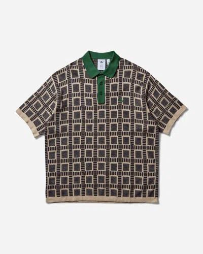 Adidas Originals Brain Dead Logo-embroidered Jacquard-knit Cotton-blend Polo Shirt In Verde