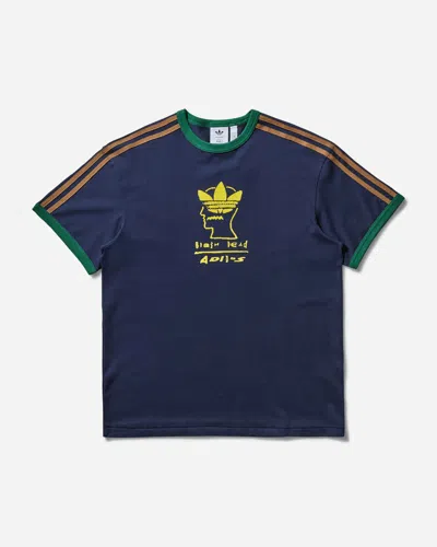 Adidas Originals Brain Dead Logo-flocked Cotton-jersey T-shirt In Blue