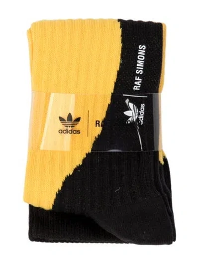 Pre-owned Adidas Originals Branded Pattern Printed Socks In Black