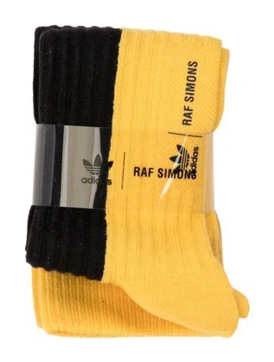 Pre-owned Adidas Originals Branded Pattern Printed Socks In Black