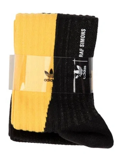 Pre-owned Adidas Originals Branded Pattern Printed Socks In Black