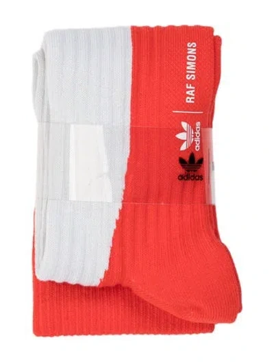 Pre-owned Adidas Originals Branded Pattern Printed Socks In Red