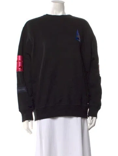 Pre-owned Adidas Originals By Alexander Wang Graphic Print Crew Neck Sweatshirt In Black