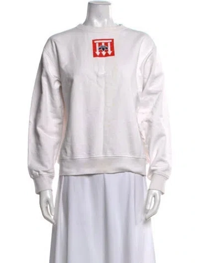 Pre-owned Adidas Originals By Alexander Wang Graphic Print Crew Neck Sweatshirt In White