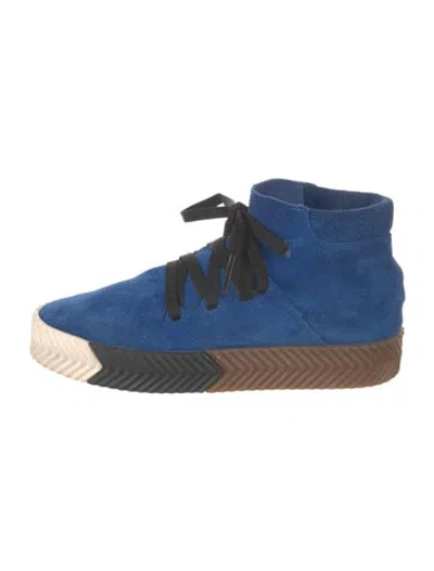 Pre-owned Adidas Originals By Alexander Wang Suede Wedge Sneakers In Blue
